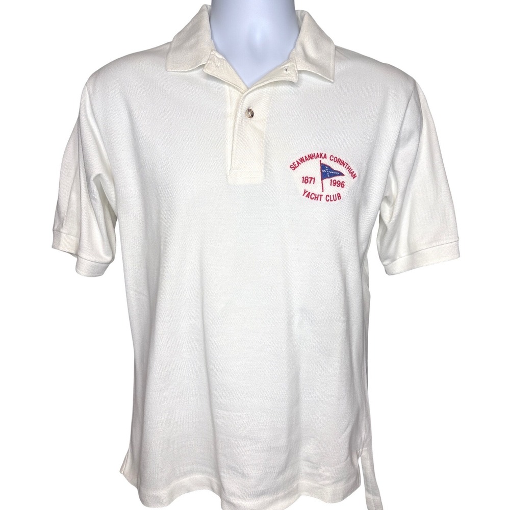 Outer Banks Mens White Seawanhaka Corinthian Yacht Club Polo Shirt S Nauticalz S